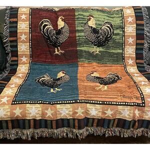 Country Rooster Tapestry Throw